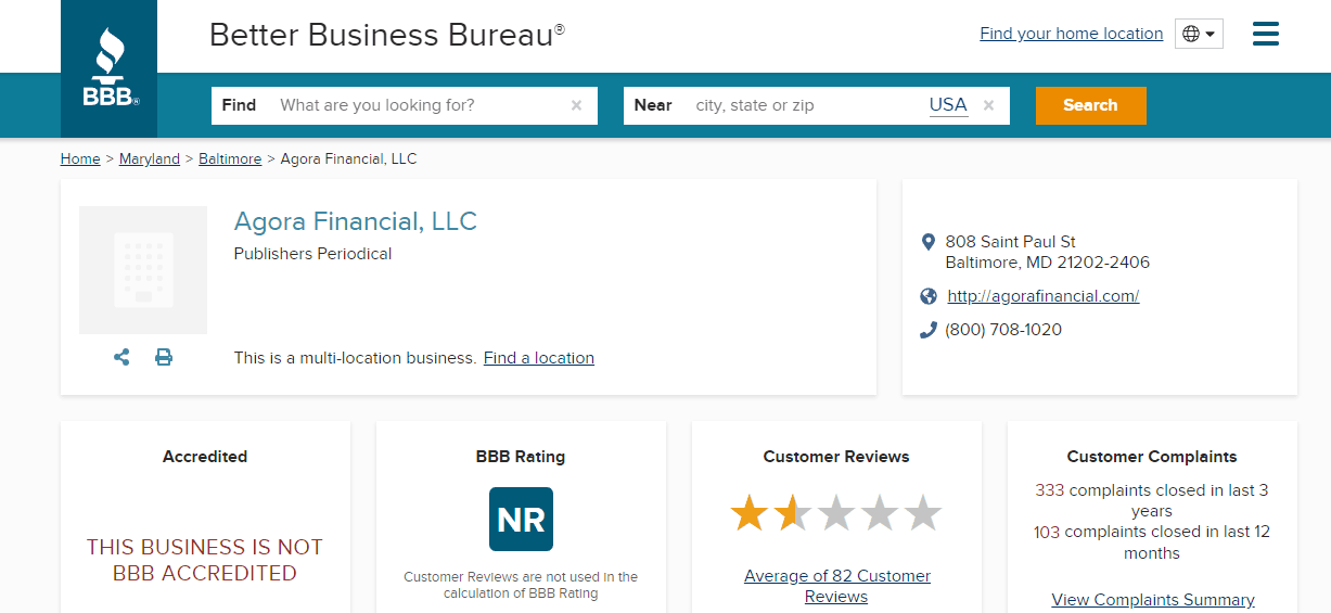 Agora Financial BBB Rating