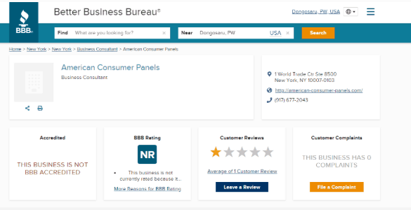 American_Consumer Panels BBB Rating