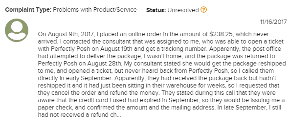 Perfectly Posh Complaints