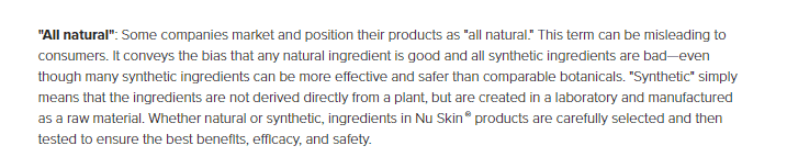 Are Nu Skin Products natural?