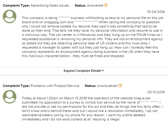 Snagajob Complaints