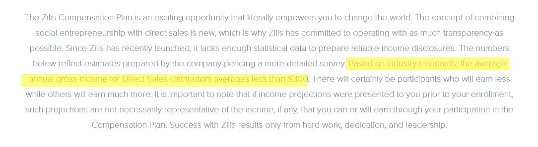 Zilis Income Disclosure Statement