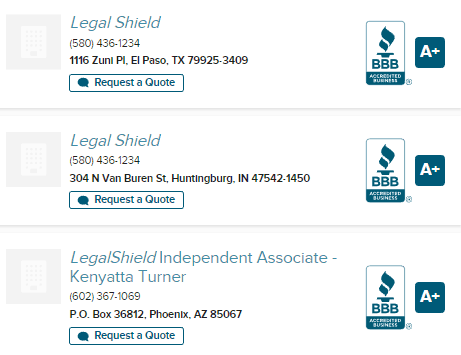 Legal Shield BBB Rating