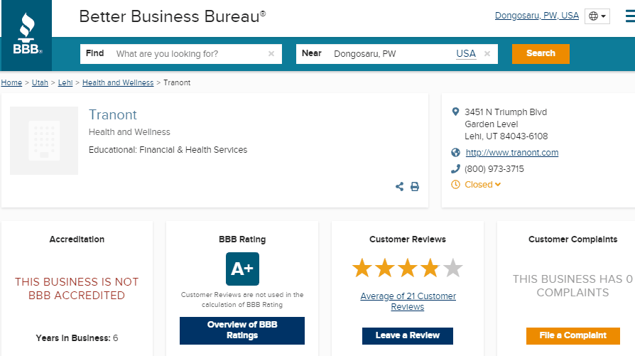 Tranont BBB Rating