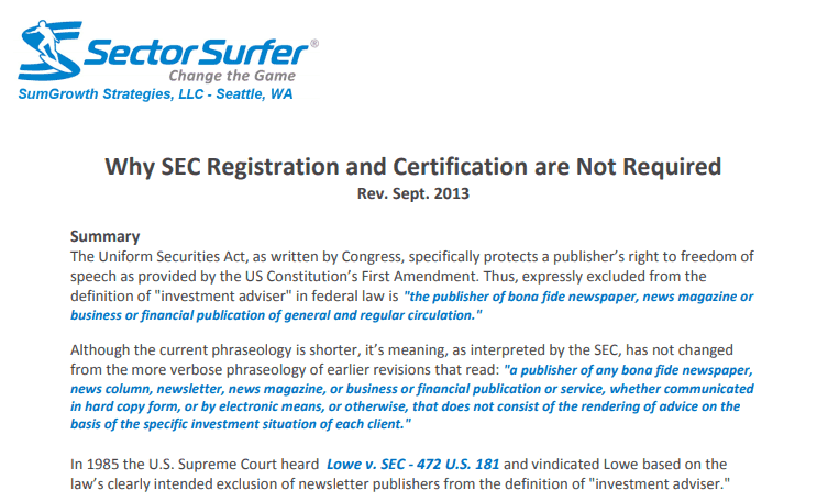 SEC Registration Not Required