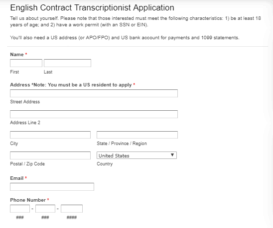 3Play Media Transcription Editor Job Application Form