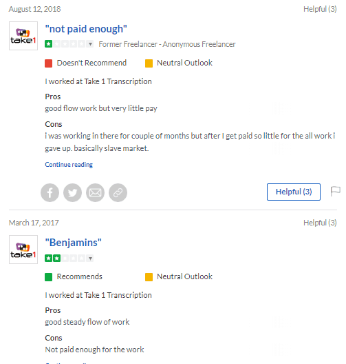 Take 1 Transcription Reviews And Complaints Glassdoor