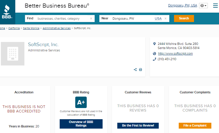 Softscript BBB Rating