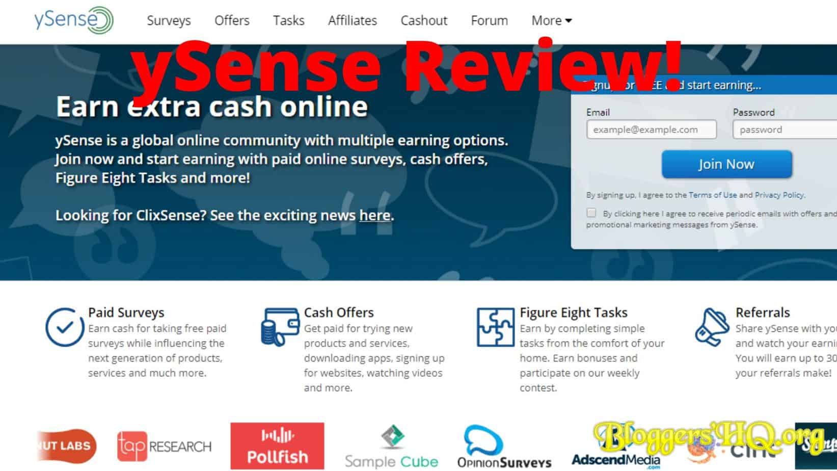 YSense Review ClickSense Rebooted – Scam Or Legit? | BloggersHQ.Org