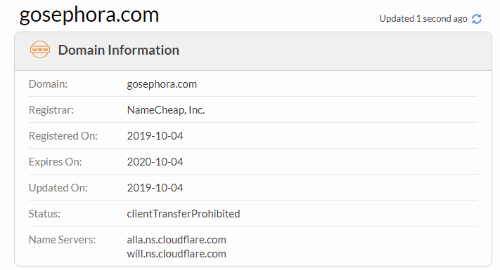 GoSephora WhoIs Reverse Search