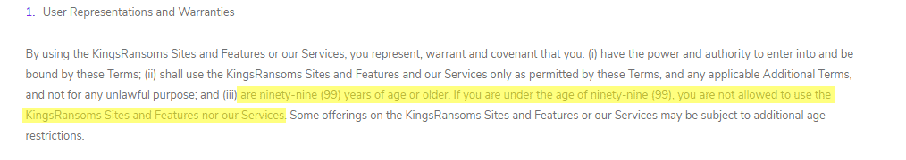 Kings Ransom Terms And Conditions