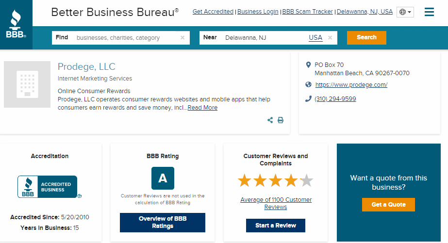 InboxPounds BBB Rating