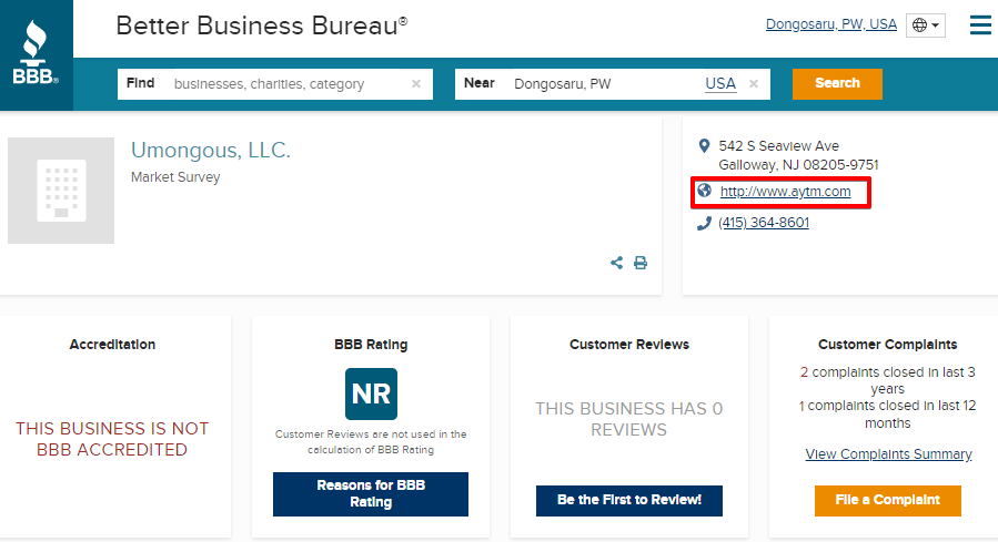 Paidviewpoint BBB Rating